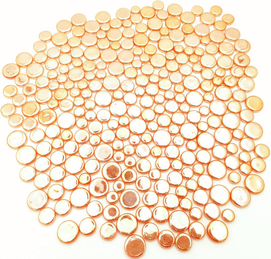 1.1lb Random Round Iridescent Glass Mosaic Tiles, Making Creative Iridescent Glass Mosaic Pieces for DIY Craft,Flowerpots, Vases, Cups, Garden Decor Mosaic Making Supplies… (Orange)