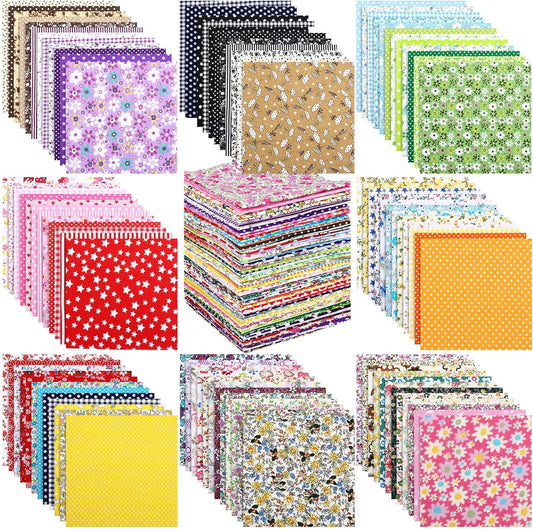 100 Pcs 10 x 10 Inch Quilting Cotton Fabric Bundle for DIY Sewing Fabric Precuts Quilt Squares Multi Color Printed Floral Square Patchwork Supplies for Quilting Patchwork, DIY Craft, Scrapbooking